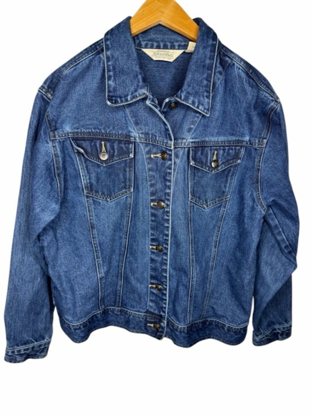 St John’s Bay Denim Jacket L Blue Classic Trucker Jean Coat